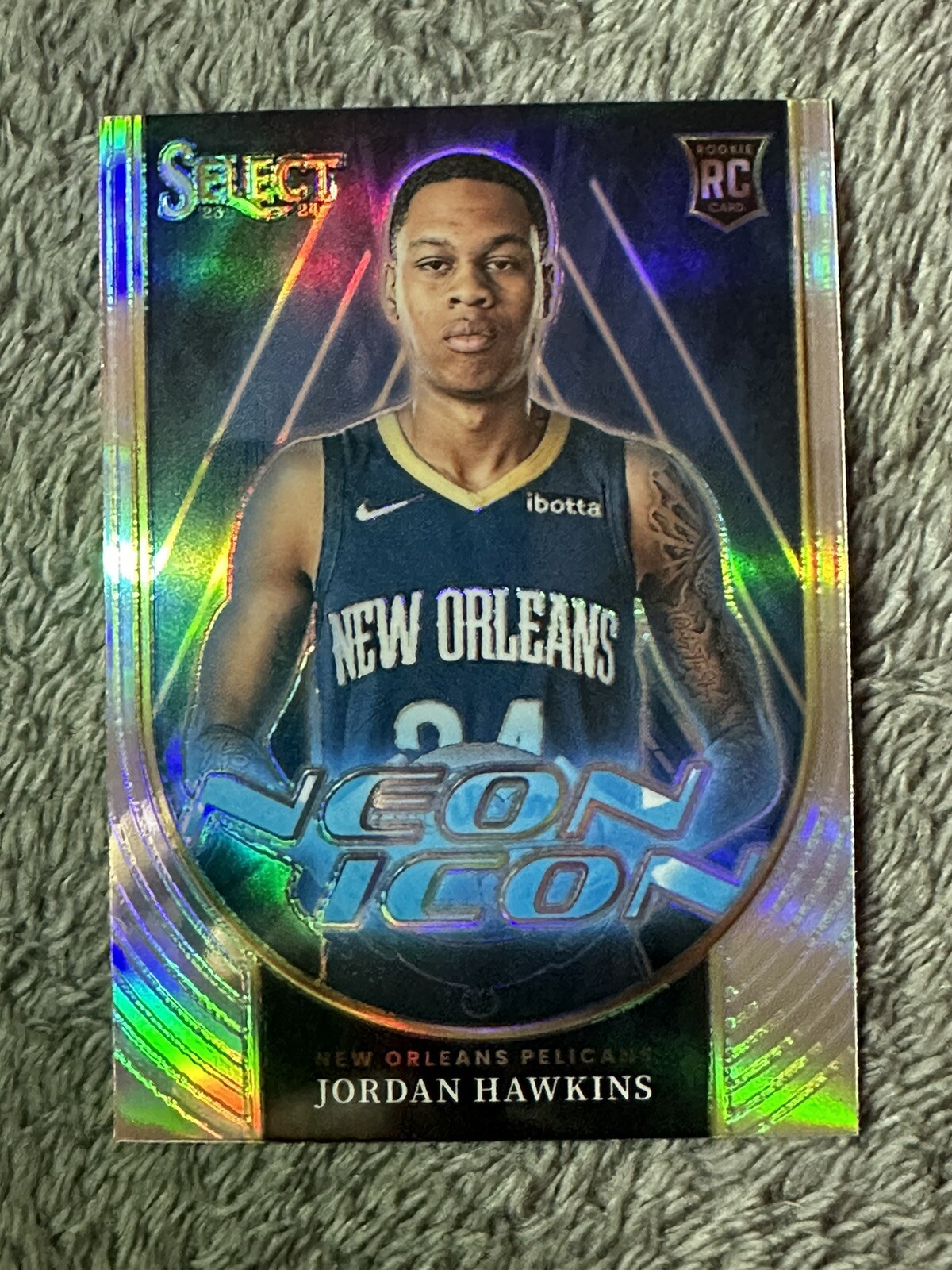 2023-24 Panini Select Jordan Hawkins Neon Icon Silver Insert Rookie Card
