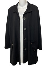 Focus Jacket Size Medium Long Black Shapely Heavy Knit Button Down Lagenlook M