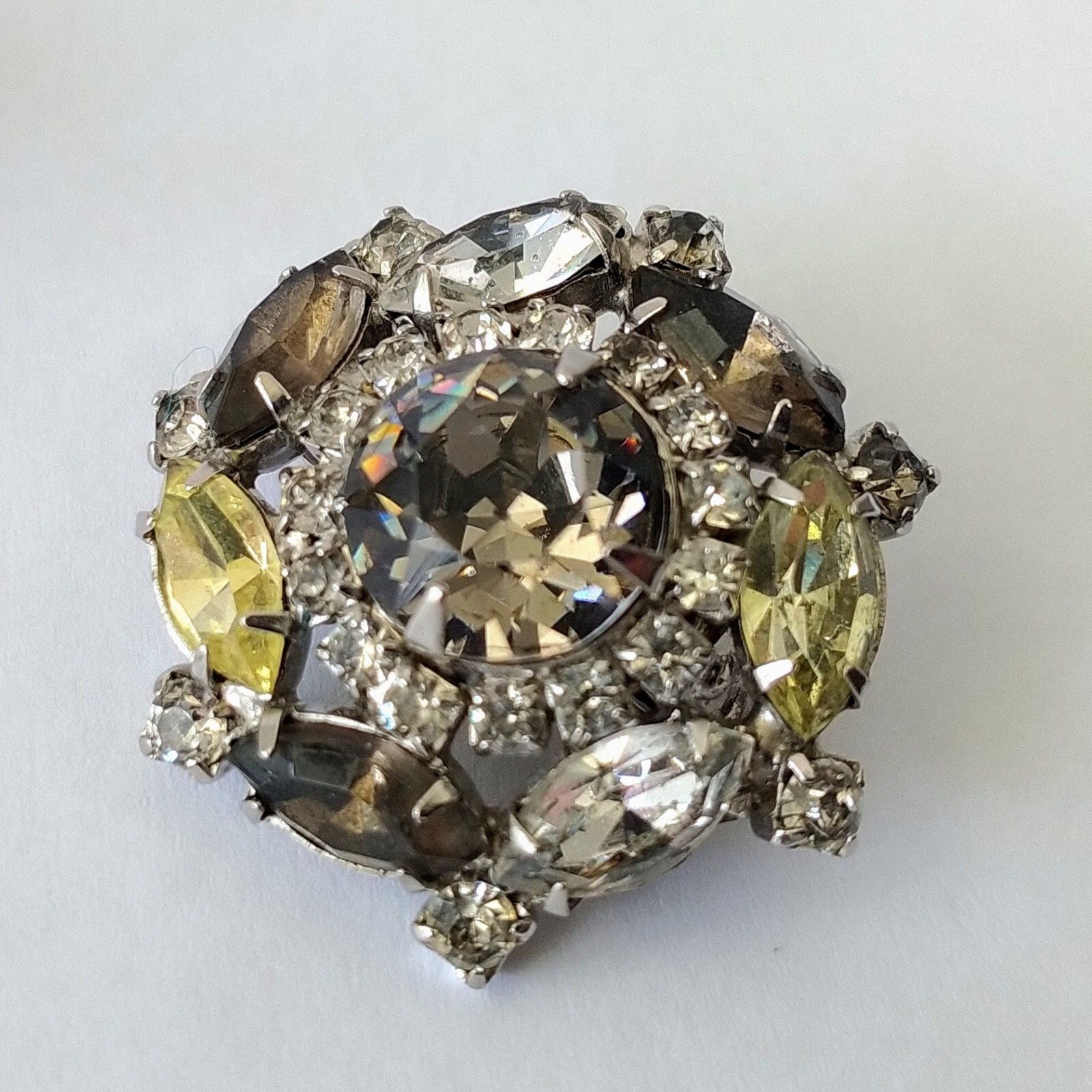 Signed Hobe Silver Multicolor Pave Rhinestone Clu… - image 8