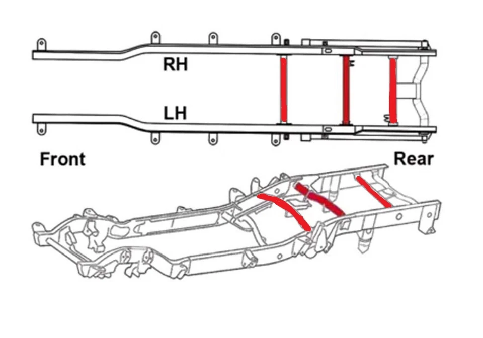 Soporte de tanque delantero y trasero y soporte de amortiguador superior travesaño para Chevy Silverado 99-06 Foto 2 de 4