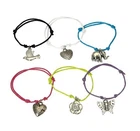 Set of 6 Girls Bright Coloured Cord Friendship Bracelets Charms Present Gift