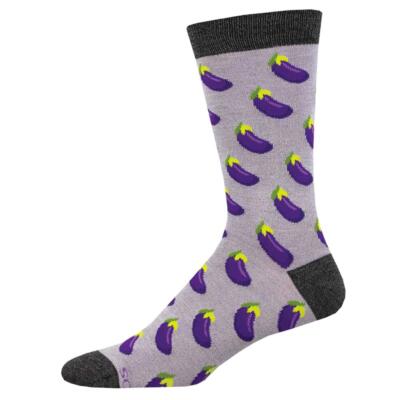 Socksmith Men's Bamboo Crew Socks Nightshade Eggplant Novelty Footwear