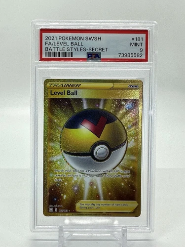 Pokemon Card Level Ball 181/163 Gold Secret Rare from Battle Styles - PSA 9