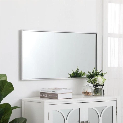 Elegant Decor Eternity 36" x 18" Contemporary Metal Frame Mirror in Silver - Picture 9 of 12