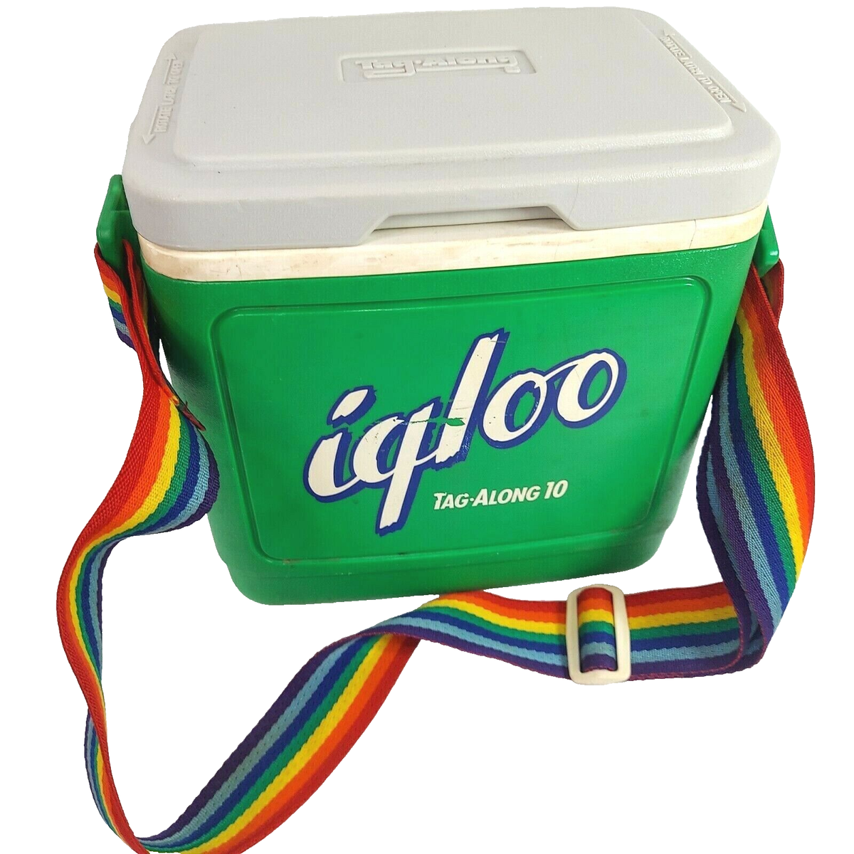 Igloo Tag Along 10 Cooler Vintage 1992 Green Rainbow Carrying