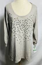 Style & Co Women Summer Beaded Long Top Size L NWT 
