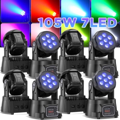 105W RGBW Moving Head Stage Lighting 7LED Wash DMX Beam Bar Disco Club DJ Light