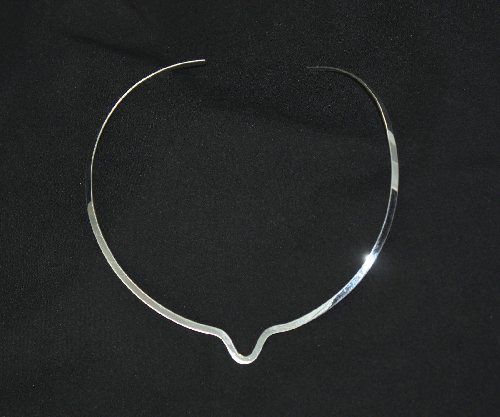 .925 Sterling Silver Plated Choker Collar Necklace Round Flat Fashion