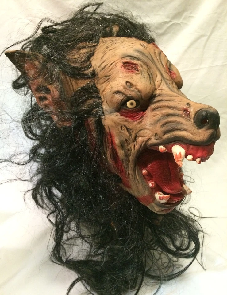 American Werewolf Mask Latex Halloween Fancy Dress Costume Wolf Snarling Dog - Image 2 of 4