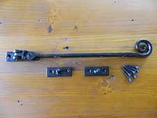 Black Cast Iron Window Stays Monkey Tail Curly End Casement Fasteners Antique