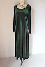 Vintage Sunbelt Made in USA Green Velvet Maxi Shift Dress Square Neck Sz.M