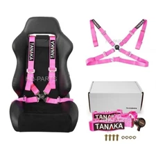 TANAKA UNIVERSAL PINK 4 POINT CAMLOCK RACING SEAT BELTS HARNESSES 2"