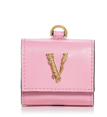 Authentic Versace Vertus Leather AirPods Pro Case   Baby Pink with Gold Lanyard