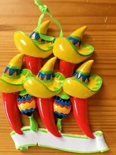 Red Hot Chili Pepper Family of 5! POLARX Personalizable Christmas Tree Ornament