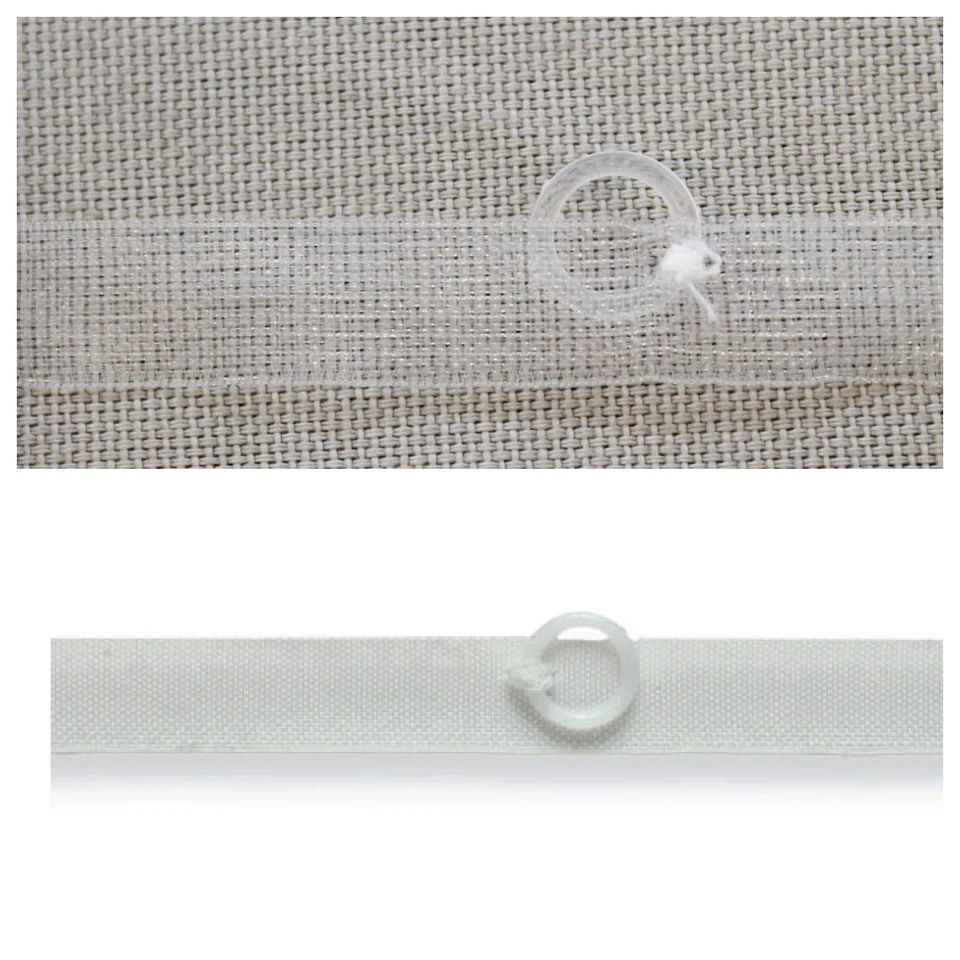 Fettuccia per tenda a pacchetto con anelli - Bianca o Trasparente
