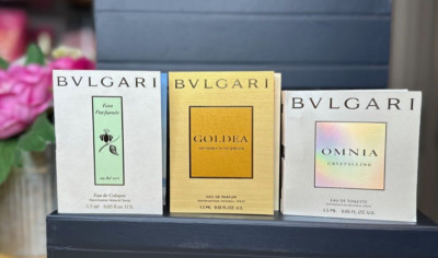 3 Bvlgari Sampler Omnia Crystalline Goldea Eau de Vert Sample Spray Vials 05oz