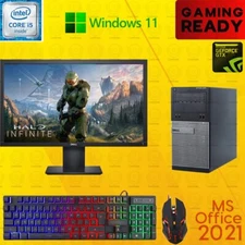 Fortnite Dell i5 Gaming Desktop PC Computer Nvidia GT1030 Win11 16GB 1TB 23" LCD