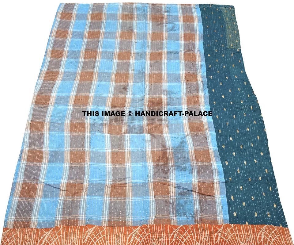 Manta de retazos Kantha vintage india 100 % algodón edredón diseño Gudari colcha Foto 2 de 3