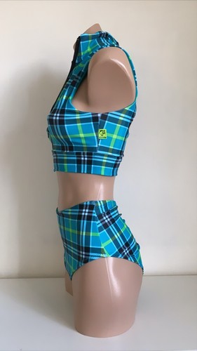 Schminke ☁️ Dream tartan plaid pole wear dance set zip vest top & bottoms plaids - Picture 18 of 18