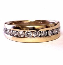14k yellow gold 1.04ct SI3 H round diamond wedding band ring 4.6g estate