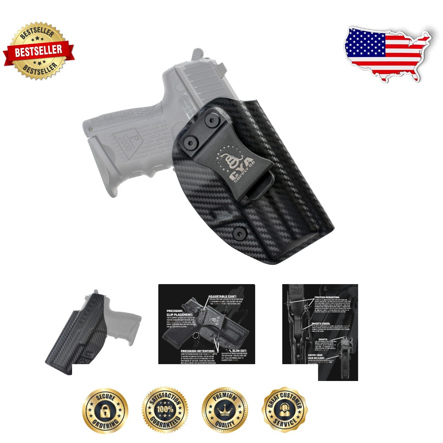 IWB Concealed Carry Holster for HK P2000 SK - Right Hand Comfort & Security