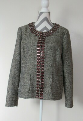 DANA-BUCHMAN 1895 Womens Jacket Blazer Sparkle Multi Color Embelished sz 16