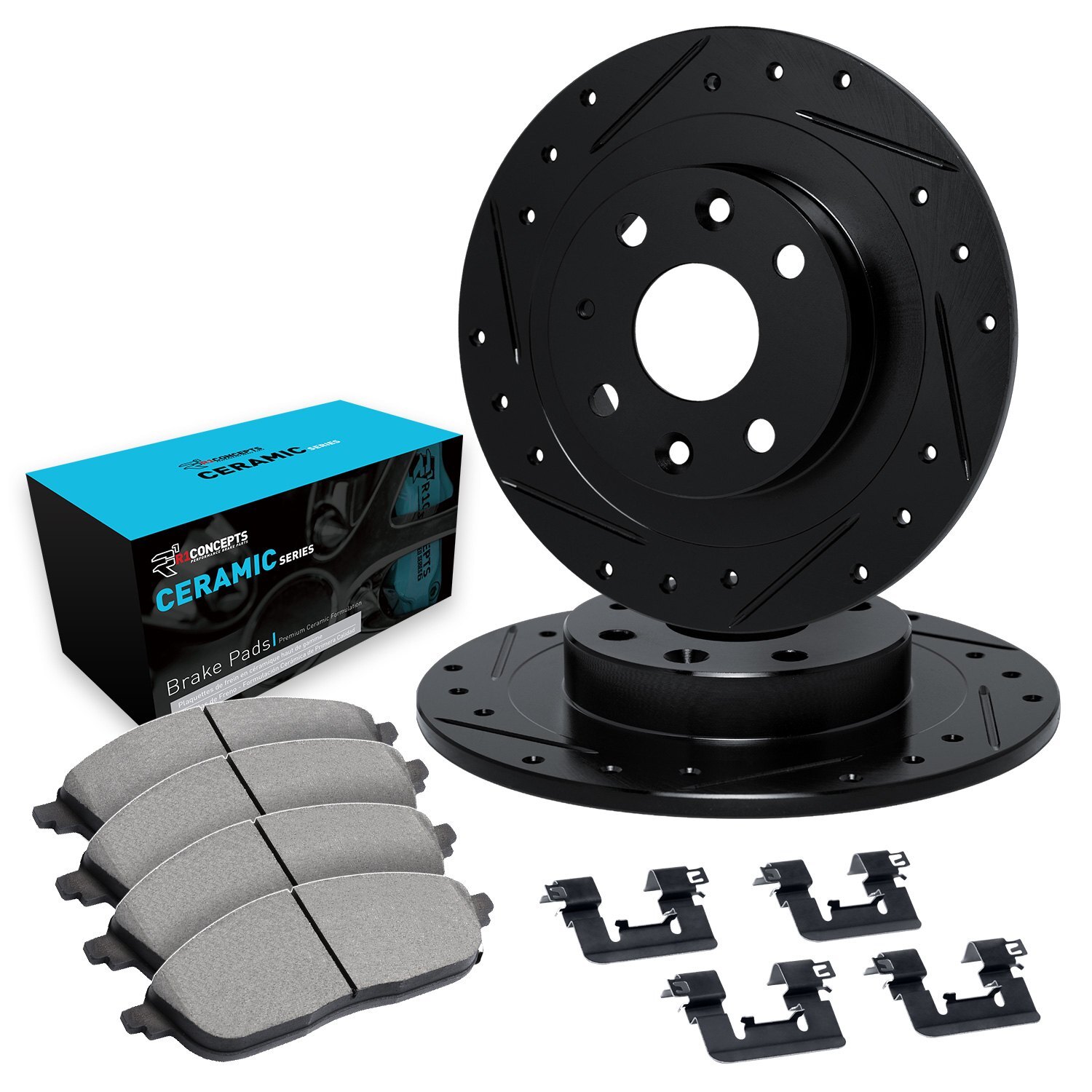 For BMW 318i 84-85 eLINE Series Drilled & Slotted Front Brake Kit w Ceramic Pads