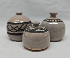 Minature studio pottery vases Weedpots marked AA 2.25 INCH SET OF 3 MINI VASES