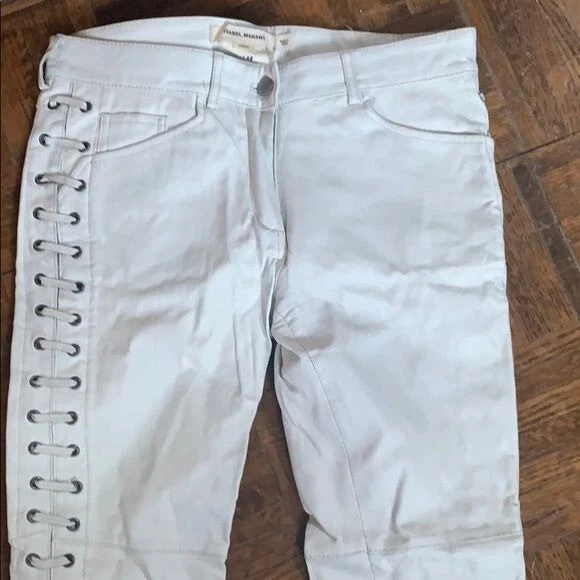 Pantalones Isabel Marant H&M Cuero Blanco EE. UU. Talla 6 Foto 4 de 4