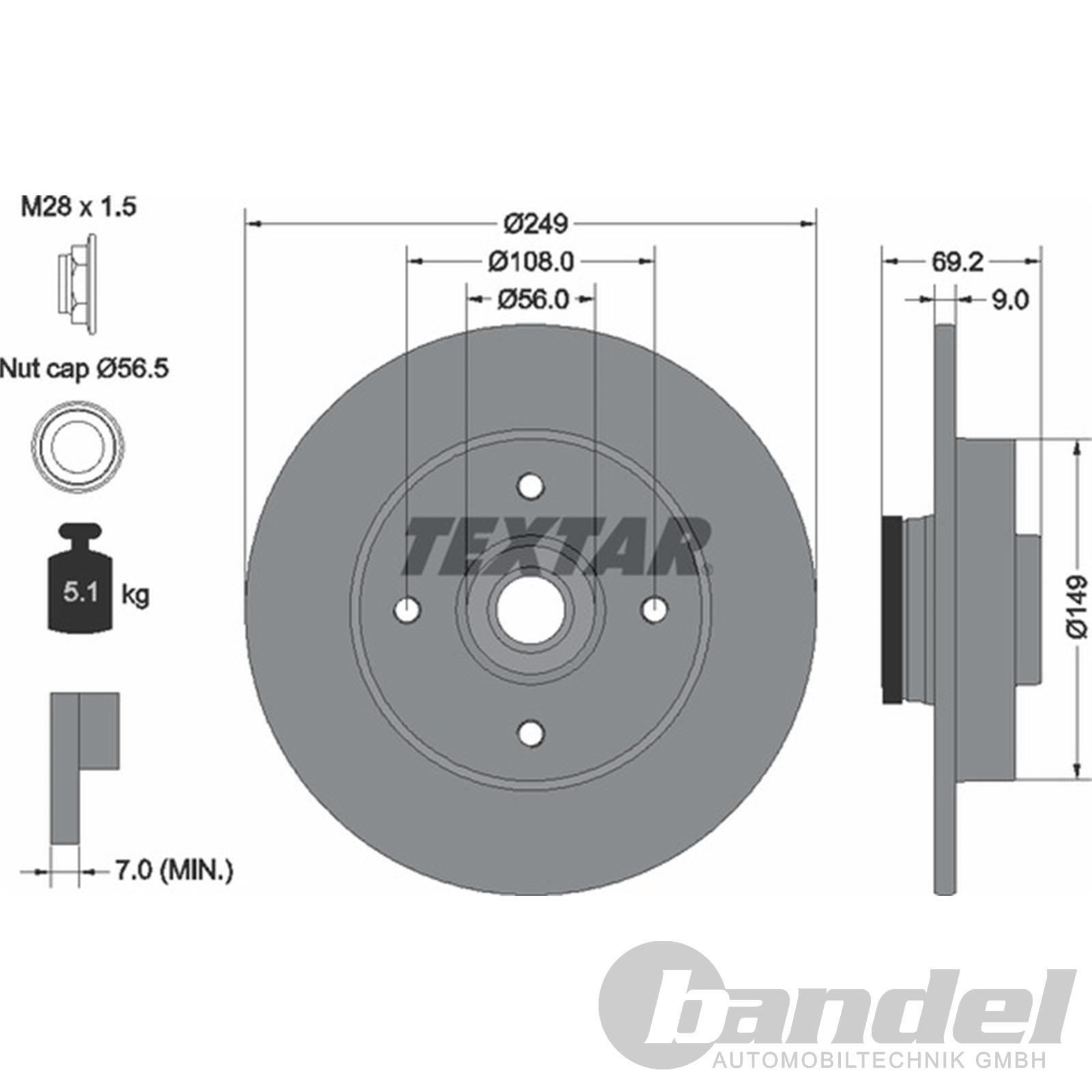 TEXTAR BREMSSCHEIBEN + BELÄGE HINTEN passend für PEUGEOT 208 207 2008 ...