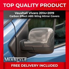 FITS VAUXHALL VIVARO 14-19 CARBON FIBRE EFFECT SIDE DOOR WING MIRROR COVERS CAPS