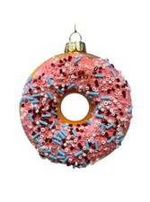 Donut Ornament Blown Glass Sprinkle  3.5” Christmas