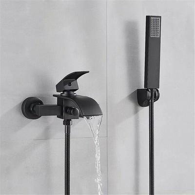 Badewannenarmatur Matt Wannenbatterie Wasserfall Badewanne Wasserhahn+Handbrause
