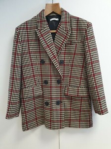 mango pink check blazer