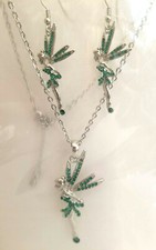 Stunning Tinker Bell Fairy Chain Necklace w Earrings Set Green RS Sealed