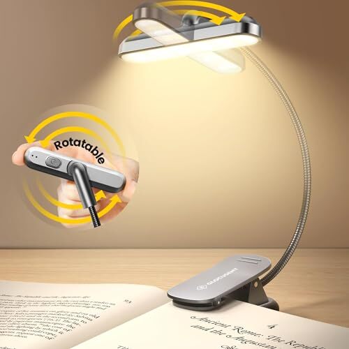 Glocusent Rotatable Book Light for Reading at Night, Bright 22LEDs with 3 Gray - Picture 1 of 6