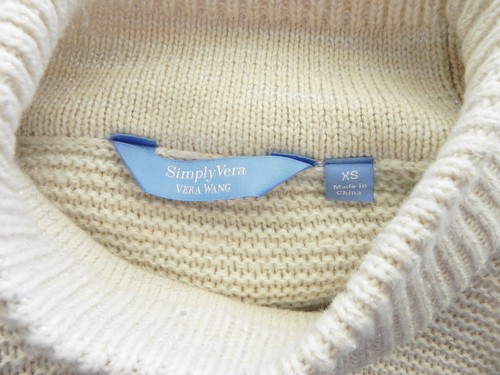 Vera Wang Sweater High Neck Ivory Cable Knit Easy Wear Long Sleeve Size XS - Picture 6 of 7