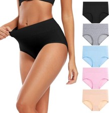 Women's Cotton Panties High Waisted Full Coverage Underwear Ladies Soft Panties