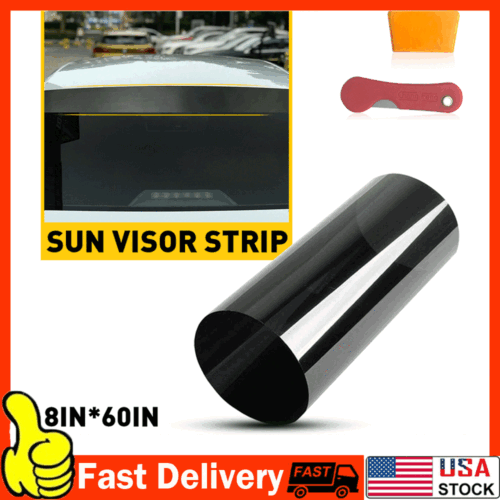 Car Sun Visor Strip Tint Film Front Windshield UV Shade Banner Accessories Black - Picture 14 of 16