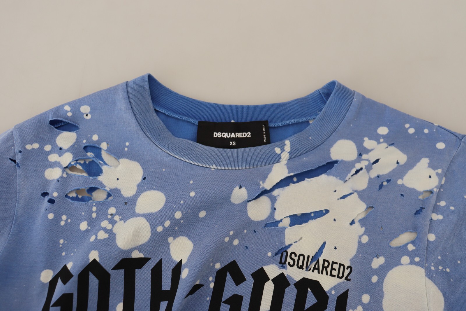 Chemise DSQUARED2 Denim Bleue Lavée - Imprimé Gothique, Taille M (IT48/US38) - Neuf Sans étiquettes