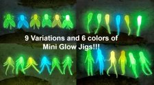 Glow Mini 6-Packs-48-120 Jigs-Soft Plastic Ice Fishing Panfish Crappie Jigs Bait