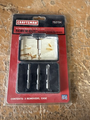 #ad Craftsman 52154 Screw Out Damaged Screw Remover Set 3pc Made in USA NEW Sealed $19.99
