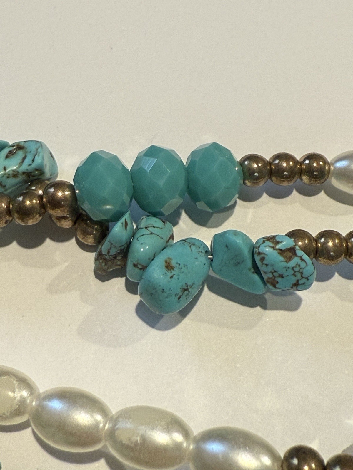 Boho Multistrand Statement Necklace Turquoise Jad… - image 10