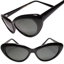 Deadstock Genuine Vintage Black Womens Small Cat Eye Sunglasses