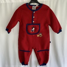 Vintage 90s Disney Baby Mickey  Co Red Fleece Romper Mickey Mouse Pluto 18M