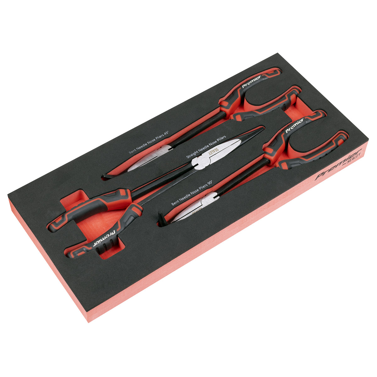 Sealey Premier Long Needle Nose Pliers Set with Tool Tray 3pc TBT58
