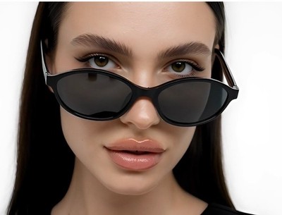 Women Trendy Oval Narrow Cat Eye Sunnies 90s Vintage Shades Luxury UV400 Shades