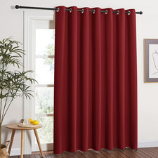 Blackout Curtains for Sliding Door 100x84" Burgundy Red Grommet Wide Drapes