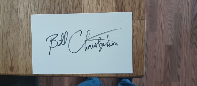 Bill Christopher Signed Index Card
