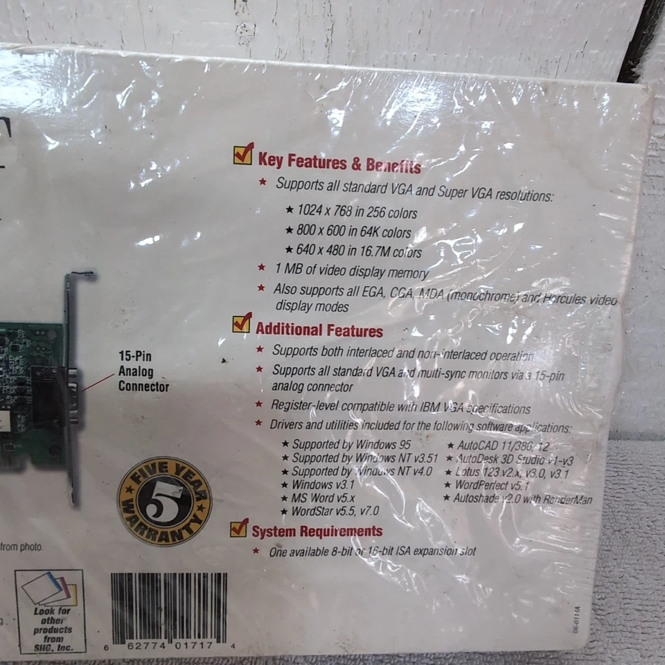 NEW SIIG VDV1717 Video Adapter Super VGA Master ISA AT Compatible 16m SEALED - Image 3 of 4